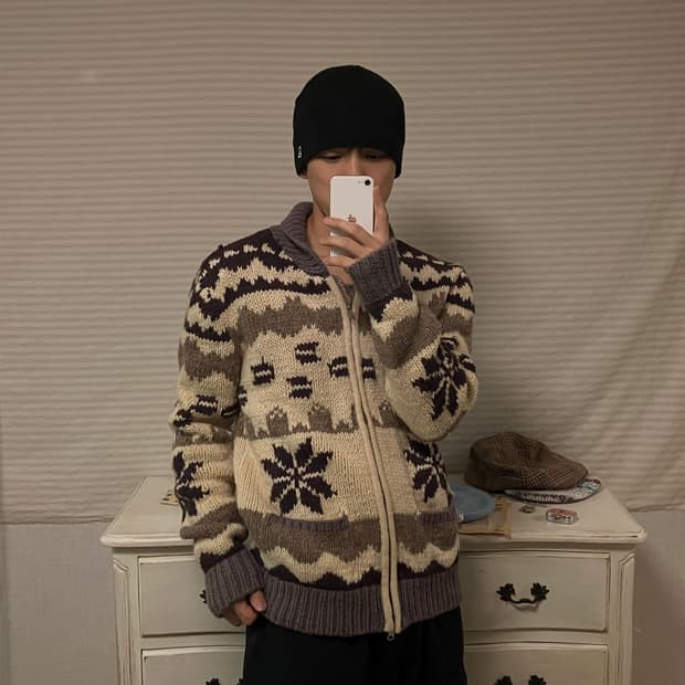 빈티지 브라운 노르딕 코위찬 y2k 스트릿 갸루 펑키 일본빈티지509  