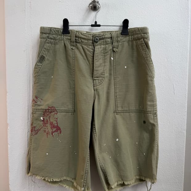 폴로 진스 페인팅 카키 쇼츠 