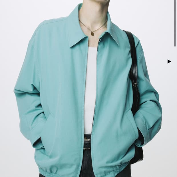 (M) 토니웩 워시드 코튼 블루종 자켓 터콰이즈