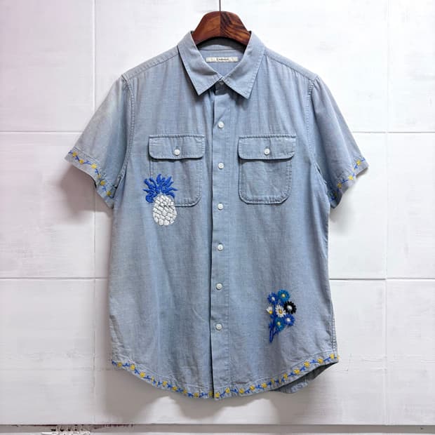 RAGEBLUE 샴브레이 보디st 자수 셔츠 남방 JPN