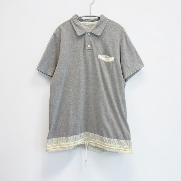 SACAI nylon trim drawstring polo shirt