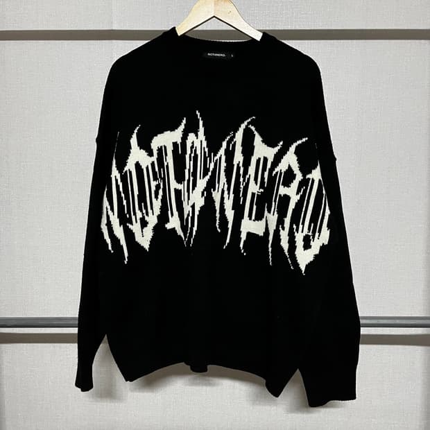 낫포너드 블랙 로고 니트 L