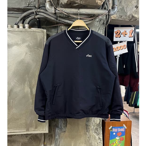 아식스 브이넥 웜업 네이비 95 #csz3648