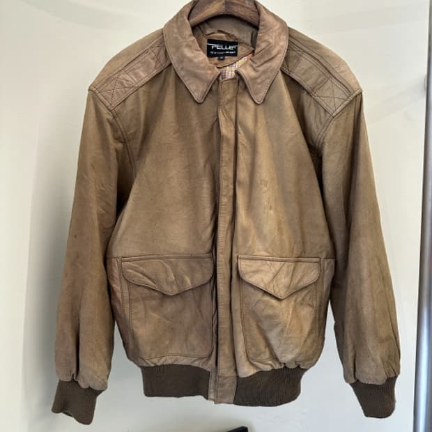 80-90'S PELLE A-2 쉽스킨 레더 자켓 (M)