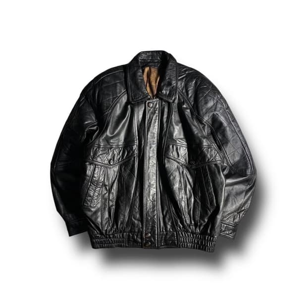 90s Vintage Black Leather Jacket