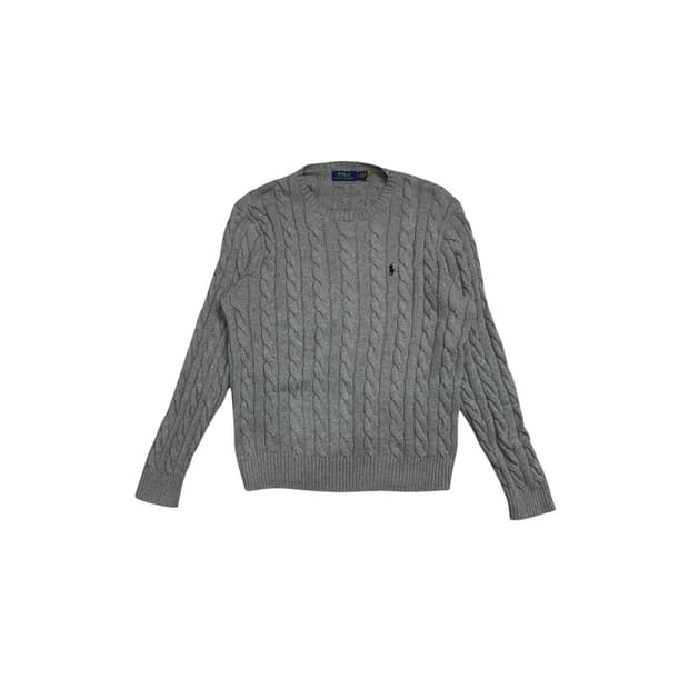 폴로 랄프로렌 케이블 니트 코튼 크루넥 스웨터 그레이