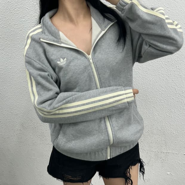 아디다스 화이트라인 그레이 면집업 XS