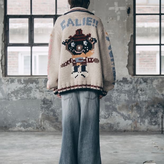 에즈이프캘리 COWGIRL TEDDY ZIPUP KNIT IVORY