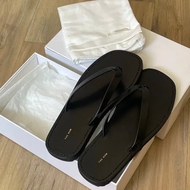 더로우 플렛 레더 플립플랍 41