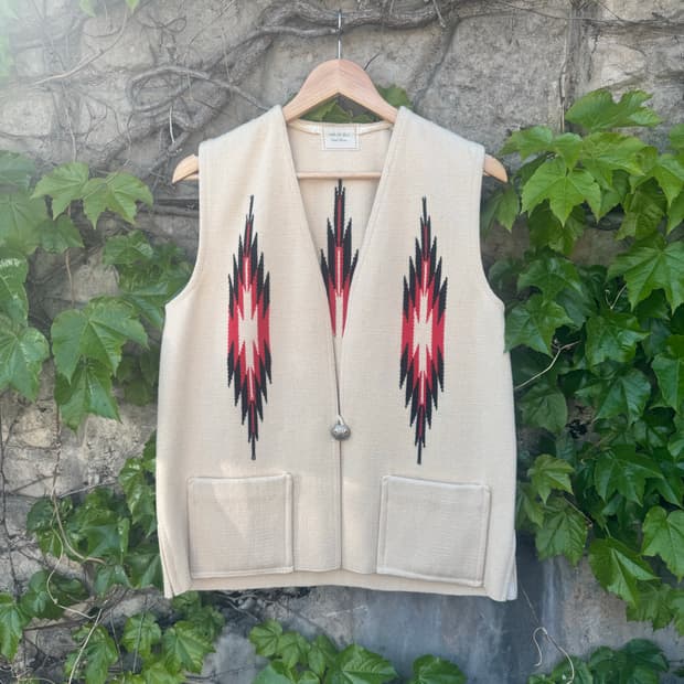 70s miller 핸드 우븐 울 웨스턴 오르테가 치마요 베스트 조끼