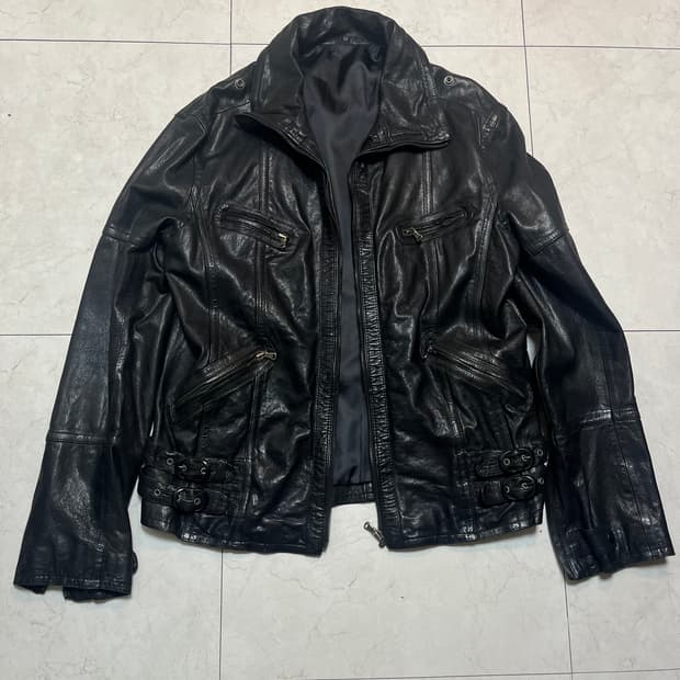 Japan Vintage 포켓 벨티드 램스킨 라이더 자켓 xl