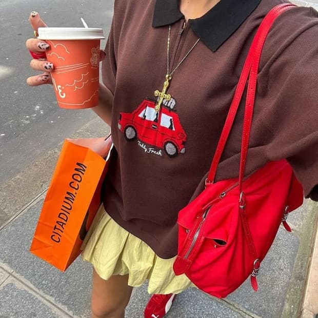 마지셔우드 오버패커 나일론숄더백 레드 미닛뮤트