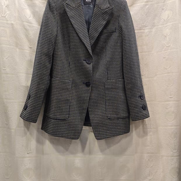 엣지 A+G BASIC 여성 체크 모 자켓 55