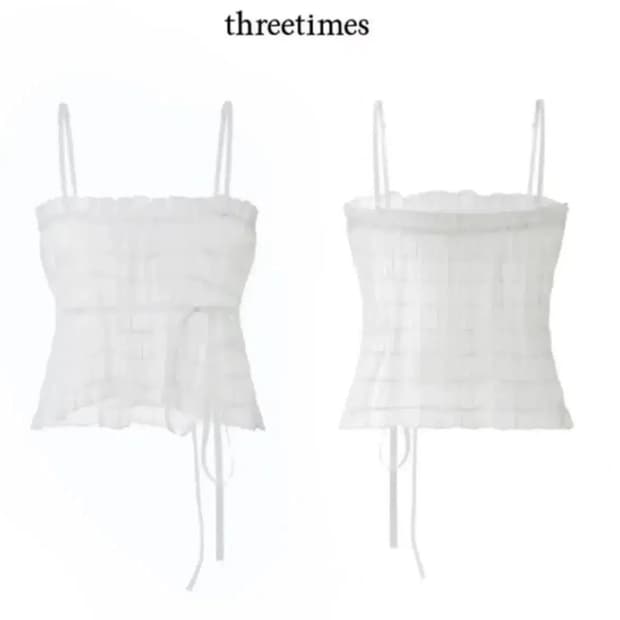 쓰리타임즈 쉬폰 링클 슬리브리스