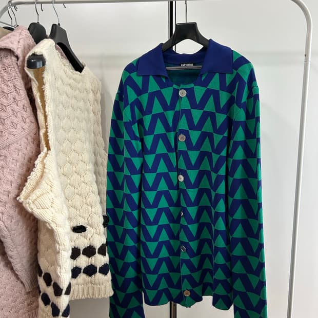 라프시몬스 지오메트리 니트 자켓