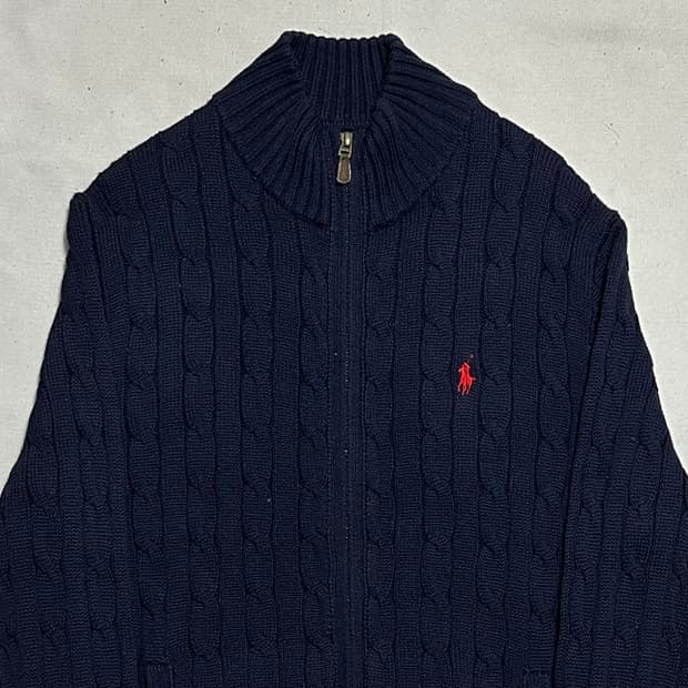 M 폴로랄프로렌 네이비 케이블 니트집업