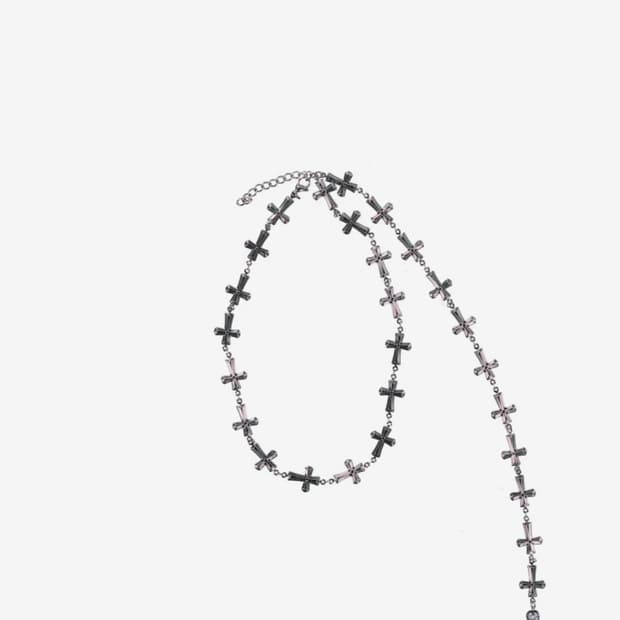 셋업이엑스이 DROP CROSS NECKLACE / SILVER