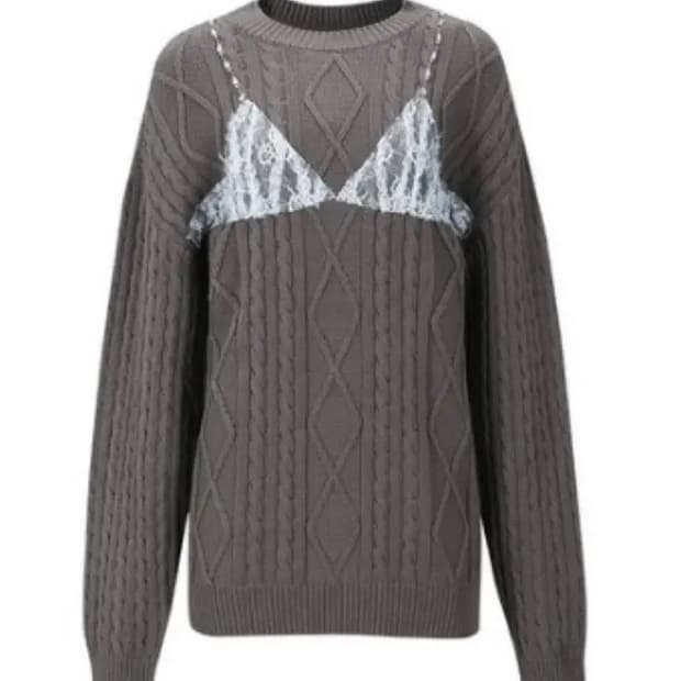 엔더슨벨 레이스 보이프렌드핏 니트 스웨터