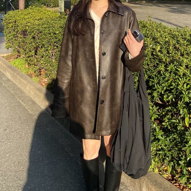 EQL A-line Vegan Leather Jacket 비건레더자켓