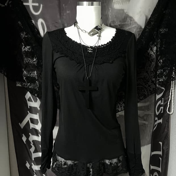  다크페어리롱슬리브 일본빈티지고스지뢰펑크로맨틱갸루니혼진모리걸핀터00s