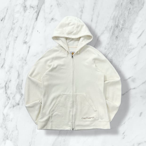 칼하트 아이보리 후드 플리스 집업 