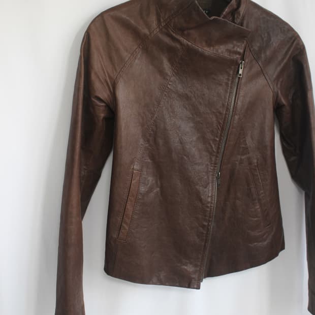 Theory leather skin high neck jacket