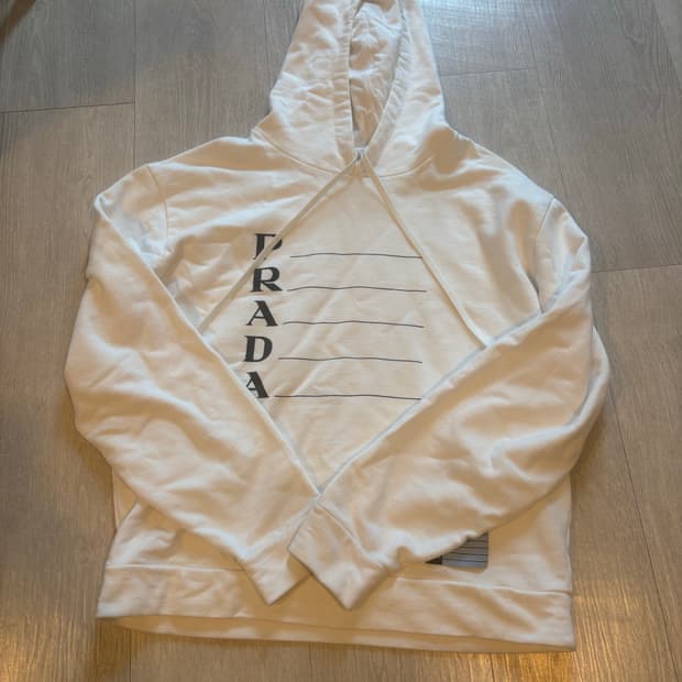 프라다 남성 로고 코튼 후드 티셔츠