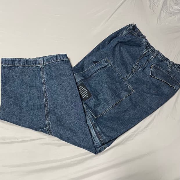 GU x 언더커버 데님 컨버터블 와이드 카고 팬츠 블루