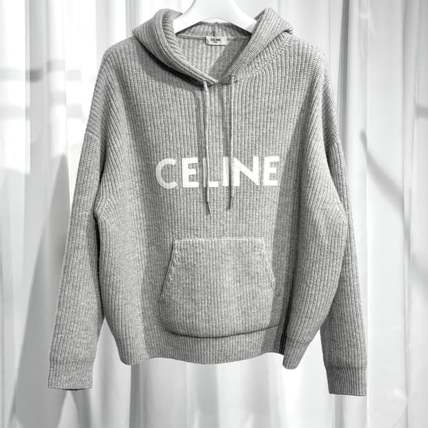 [정품] 셀린느 리브드 니트 후드 그레이 S사이즈