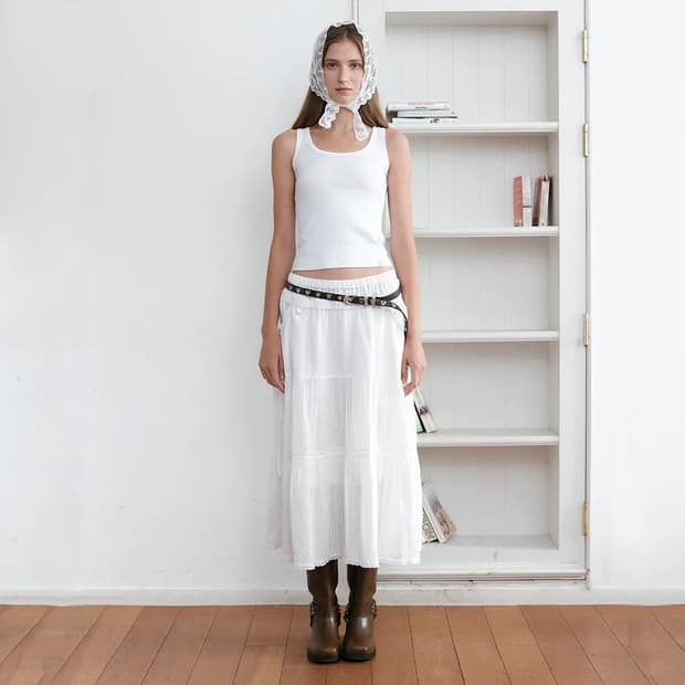 아수라 cancan lace long skirt