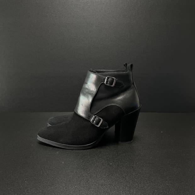 올세인츠 블랙 스웨이드 앵클 부츠 38