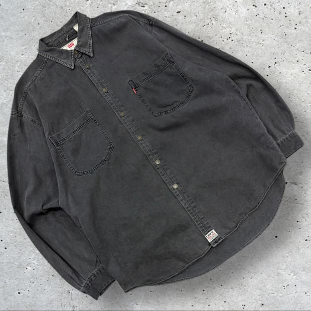 [L] 00s 리바이스 블랙 데님 흑청 셔츠 남방 D223