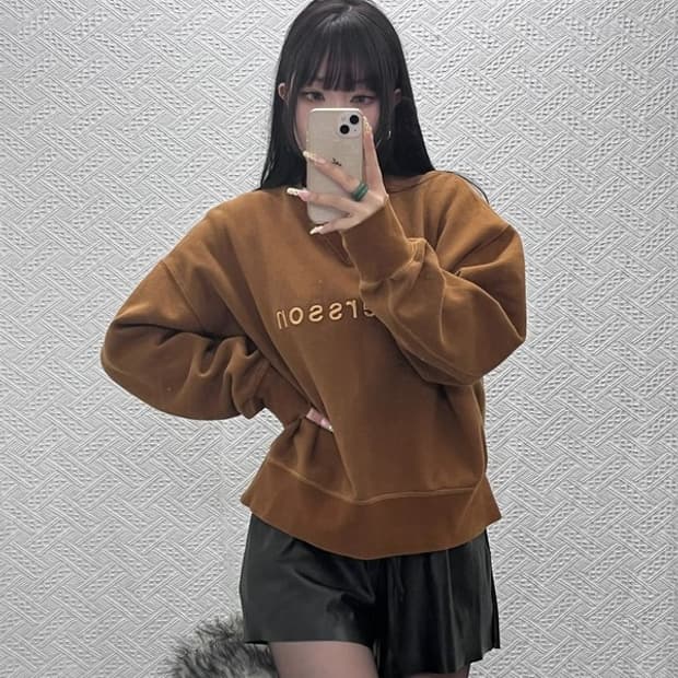 앤더슨벨 빈티지 레트로 캐주얼 빅로고 기모 맨투맨 L C09692