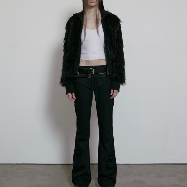 보햄서 하이넥 퍼 집업 자켓