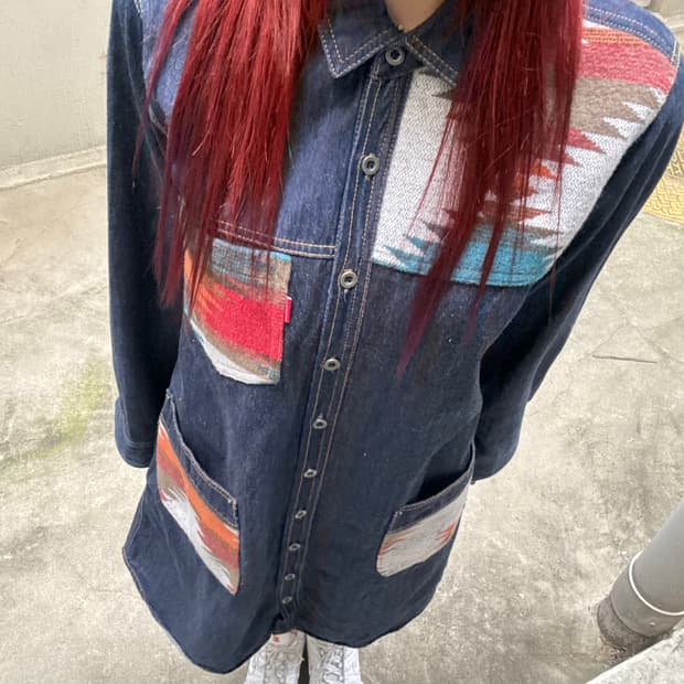티티카카 나바호패턴 데님 원피스 자켓