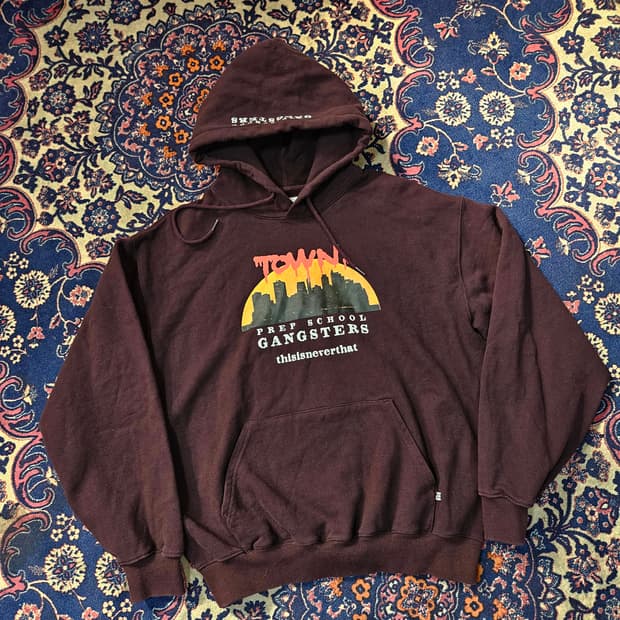 디스이즈네버댓 TOWN 프린팅 버건디 후드 Msize