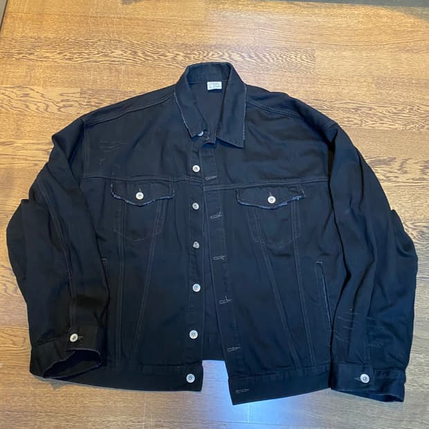 STU 오버핏 데님 트러커 자켓 L 블랙