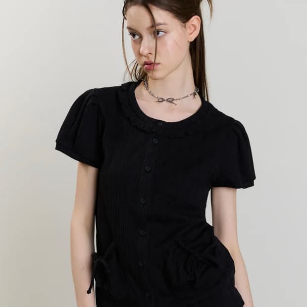 러브이즈트루 SM PUFF CARDIGAN(BLACK)