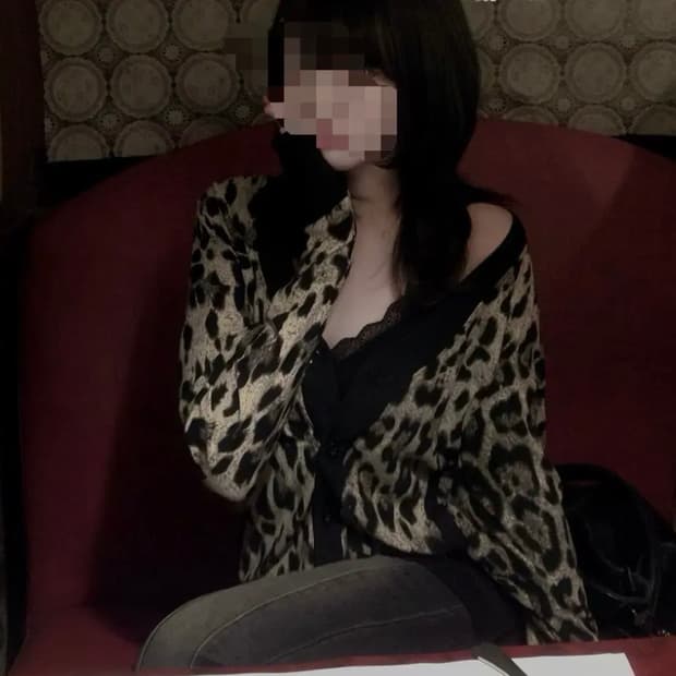 빈티지 갸루 오네갸루 레오파드 호피 가디건 데스라이즈