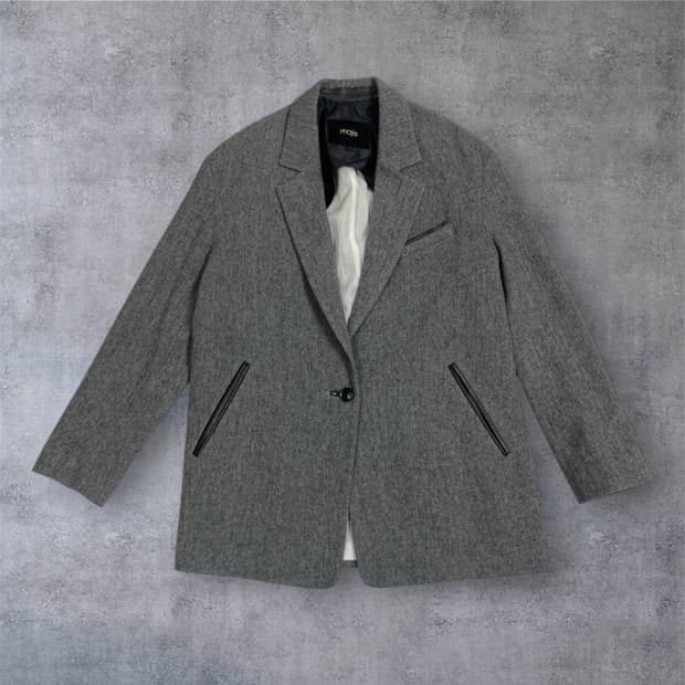 마쥬 Maje 그레이 울 블렌드 싱글 테일러드 자켓 95