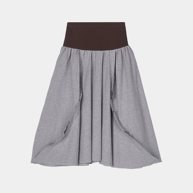 LOW CUT GATHERED SKIRT DARK BROWN/GREY