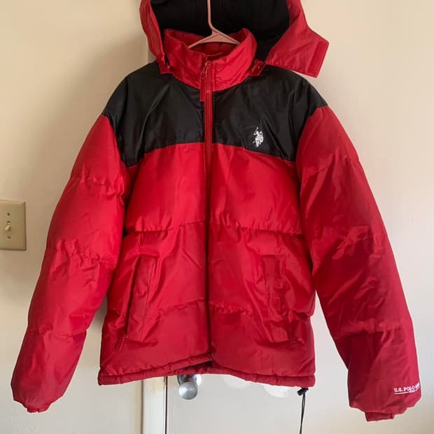 U.S. 폴로 어소시에이션 투톤 패딩 자켓 레드/블랙