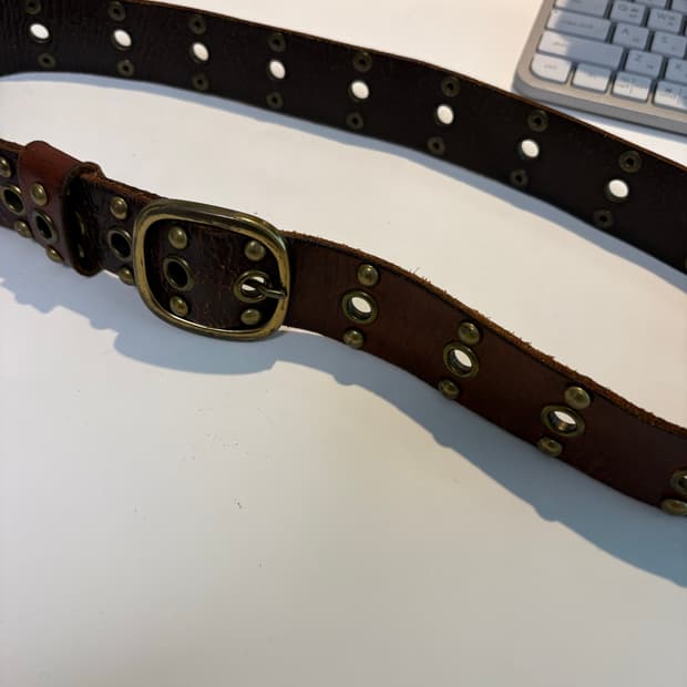 빈티지 레더 벨트 브라운 기마구아스