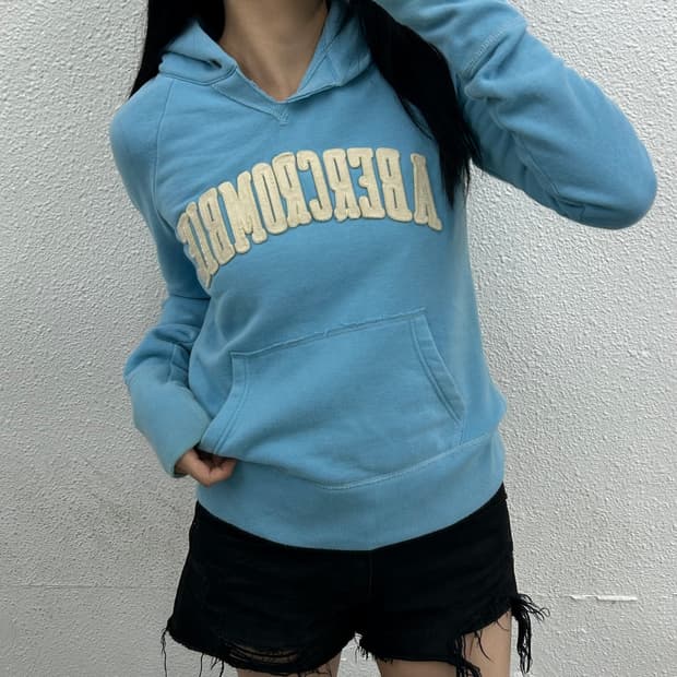 아베크롬비 센터로고 스카이블루 후드 L
