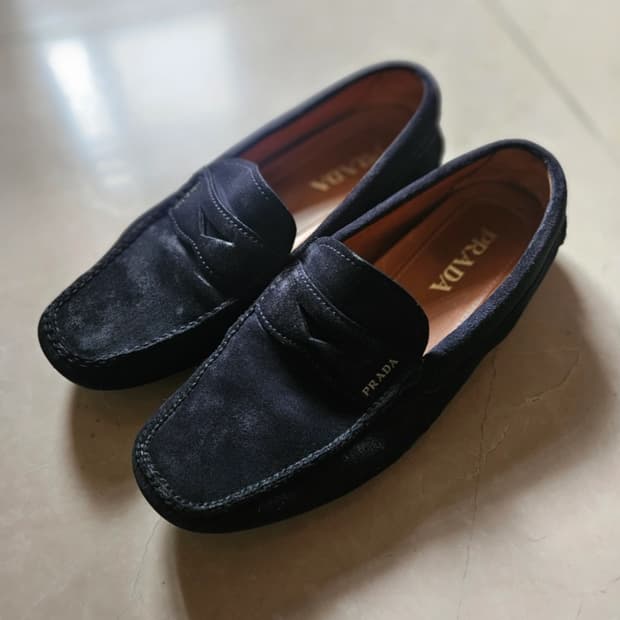 [프라다/빈티지] 스웨이드 워시드블랙 로퍼 / 270