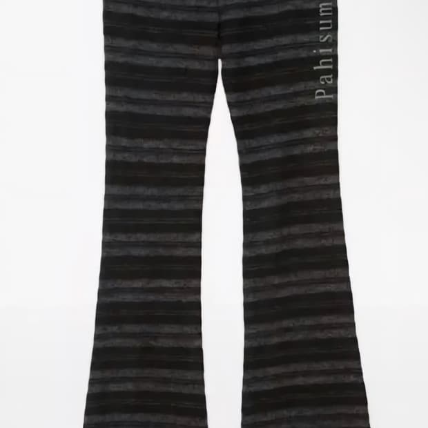 파히섬 스트라이프 슬림 밴딩팬츠 블랙 텐스댄스