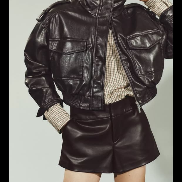 자라 숏페이크 레더점퍼 XS