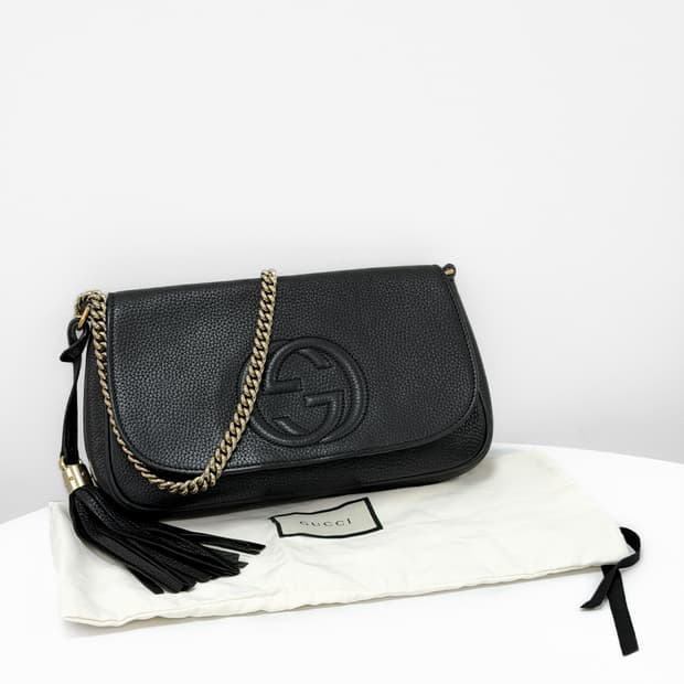 구찌 소호 테슬 레더 체인 크로스백