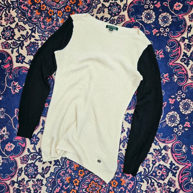 로렌 랄프로렌 모달 코튼 블럭 하프넥 니트 스웨터 S size