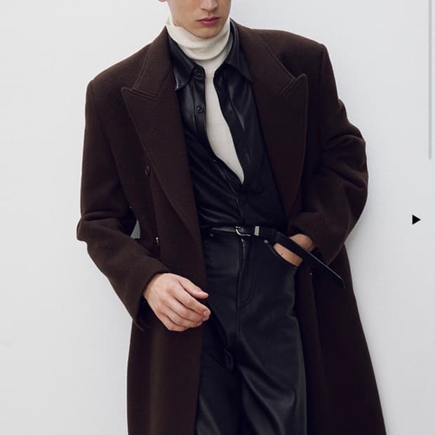 토니웩 텍스쳐드 울캐시미어 더블코트 다크브라운 사이즈 엑스라지